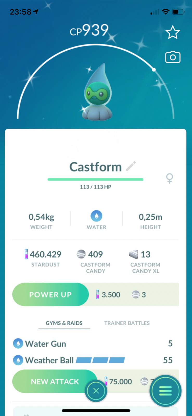 Pokémon Go  Shiny Castform rainy - trade 20k stradust - Registered - Available