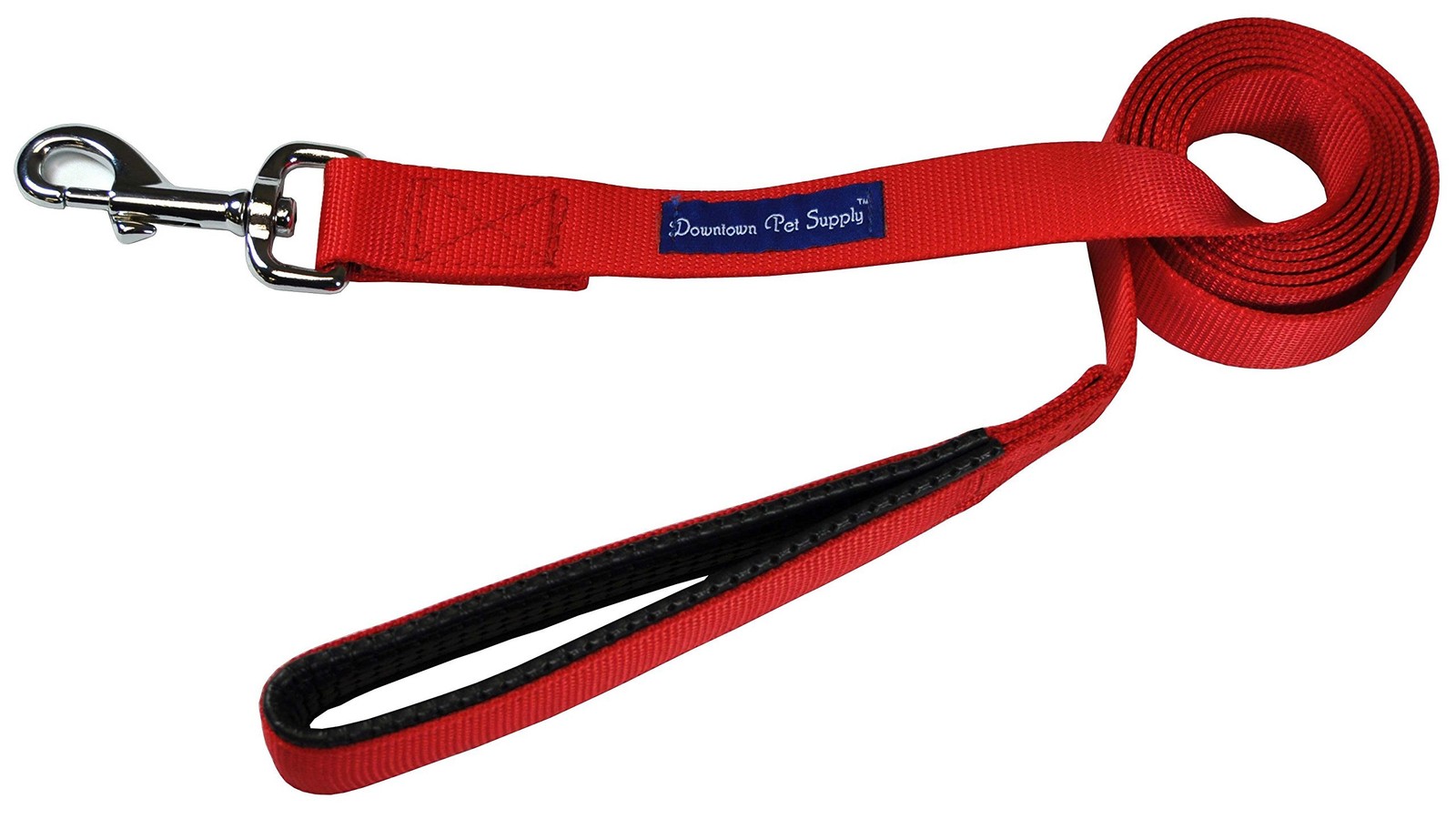 4ft x 0.75 Inch Heavy Duty Red Dog Leash Padded Comfort Handle Stainless
