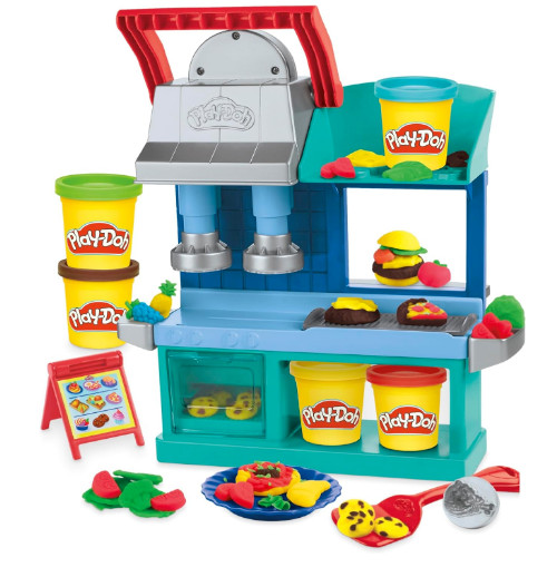 2 Sided Kitchen Play Set Restaurant Cooking Toys Pretend Playing Cook Foods Toy