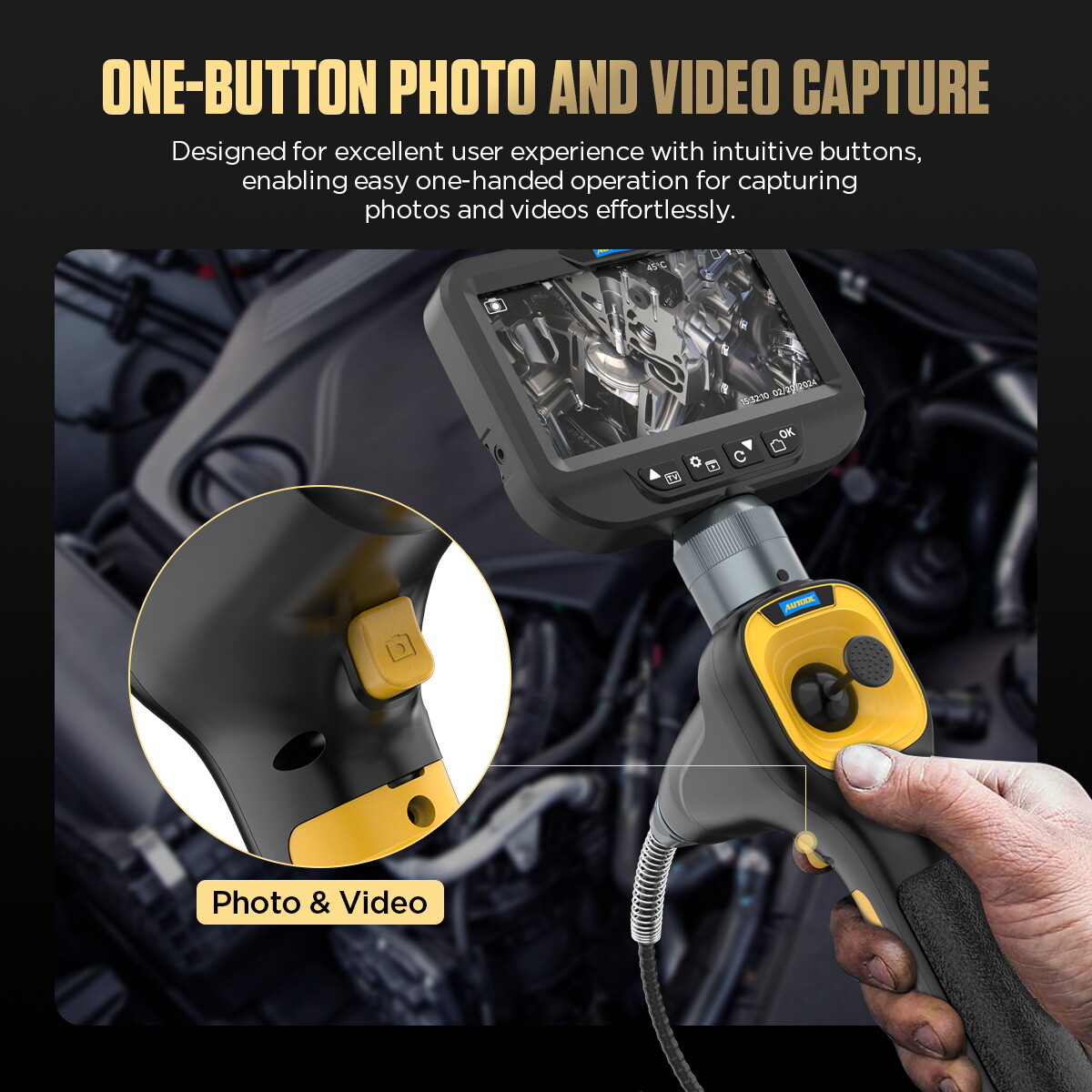 Four-Way 360° Industrial Endoscope Inspection Camera Articulating Borescope 4.3"