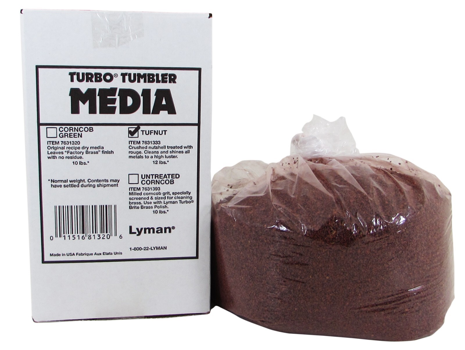 Lyman Turbo Tumbler Media - Large Box of Corncob or Tufnut, Treated or Untreated