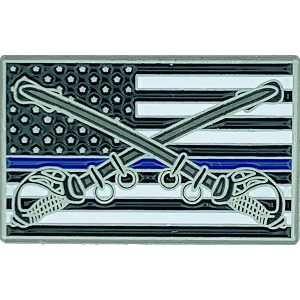 Thin Blue Line Mounted Flag Lapel Pin