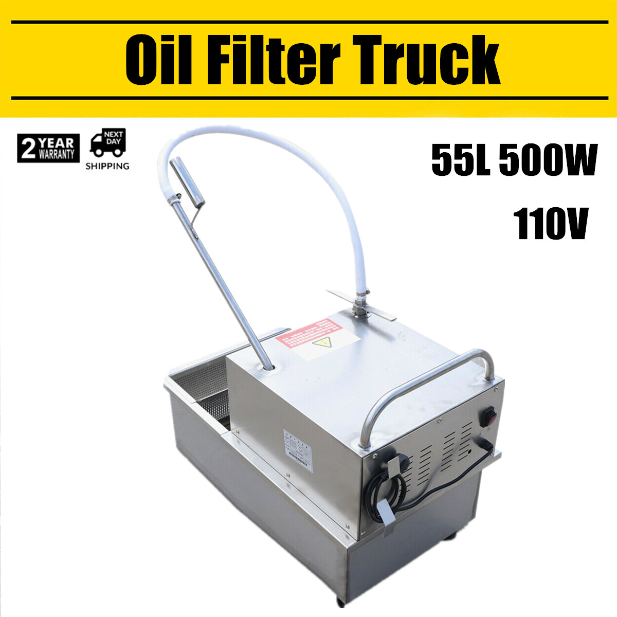 55L Fryer Oil Filter Cart Machine Commercial Kitchen Oil Filtration System 550W