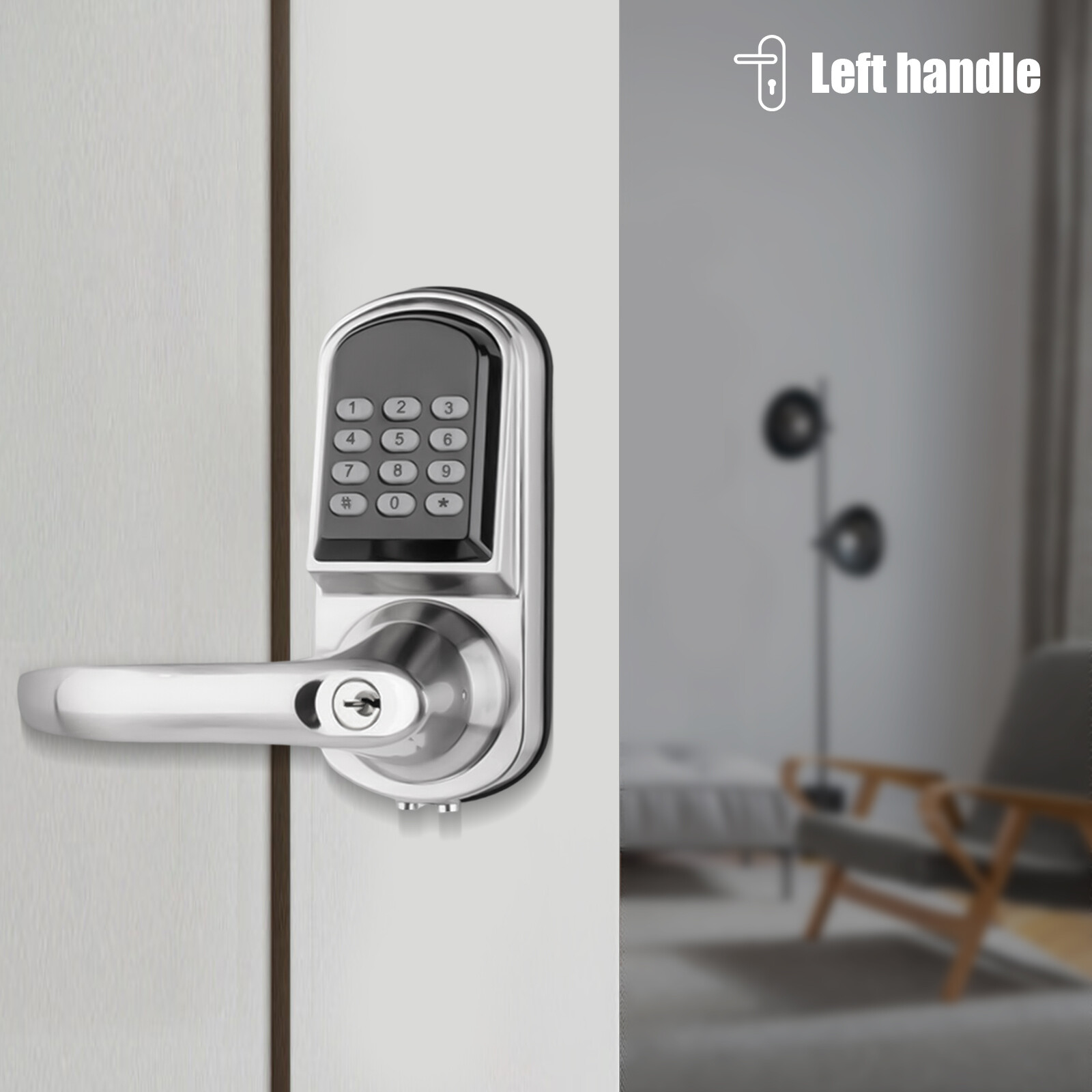 Electronic Code Digital Keyless Keypad Security Entry Door Lock Knob Left Hand
