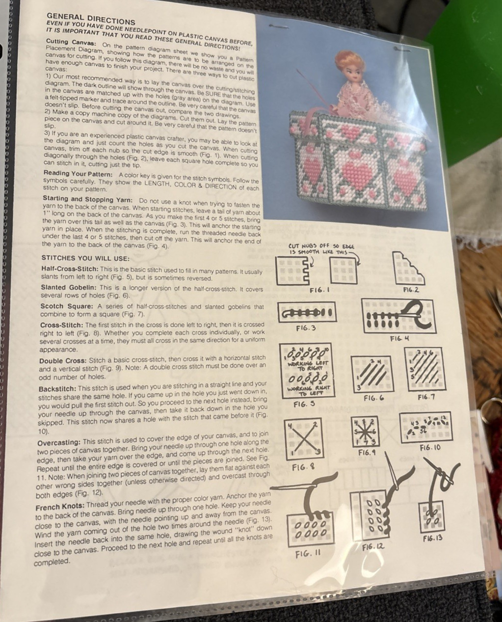 Vtg Rare Belco EILEEN DOLL ON HEART BOX Needlepoint 1992 Pattern