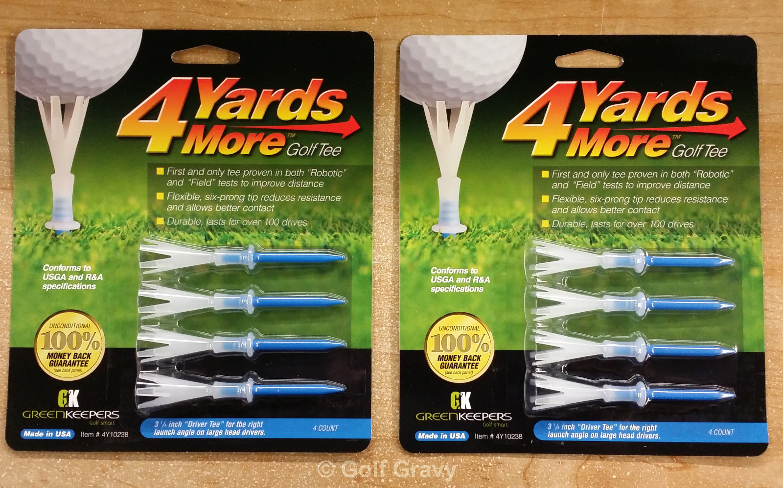 2 packs of 4 Yards More Golf Tees by Green Keepers - "Driver Tee" - 3 1/4"