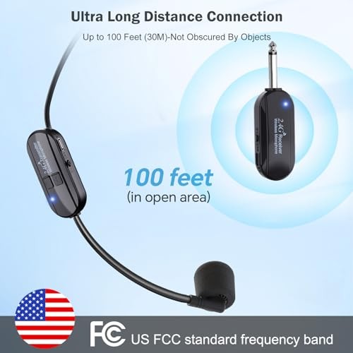 Wireless Microphone Headset Double Professional: Cordless Mic Head for Black1
