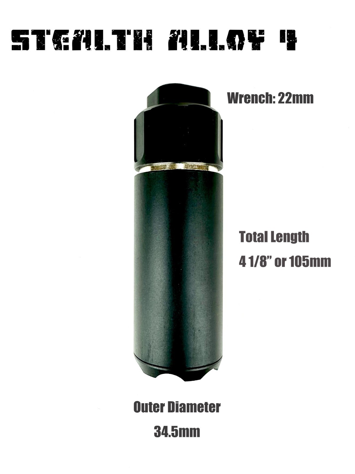 VeilStrike 4" Black 1/2"x20 Muzzle Brake Extension Tube for GBB