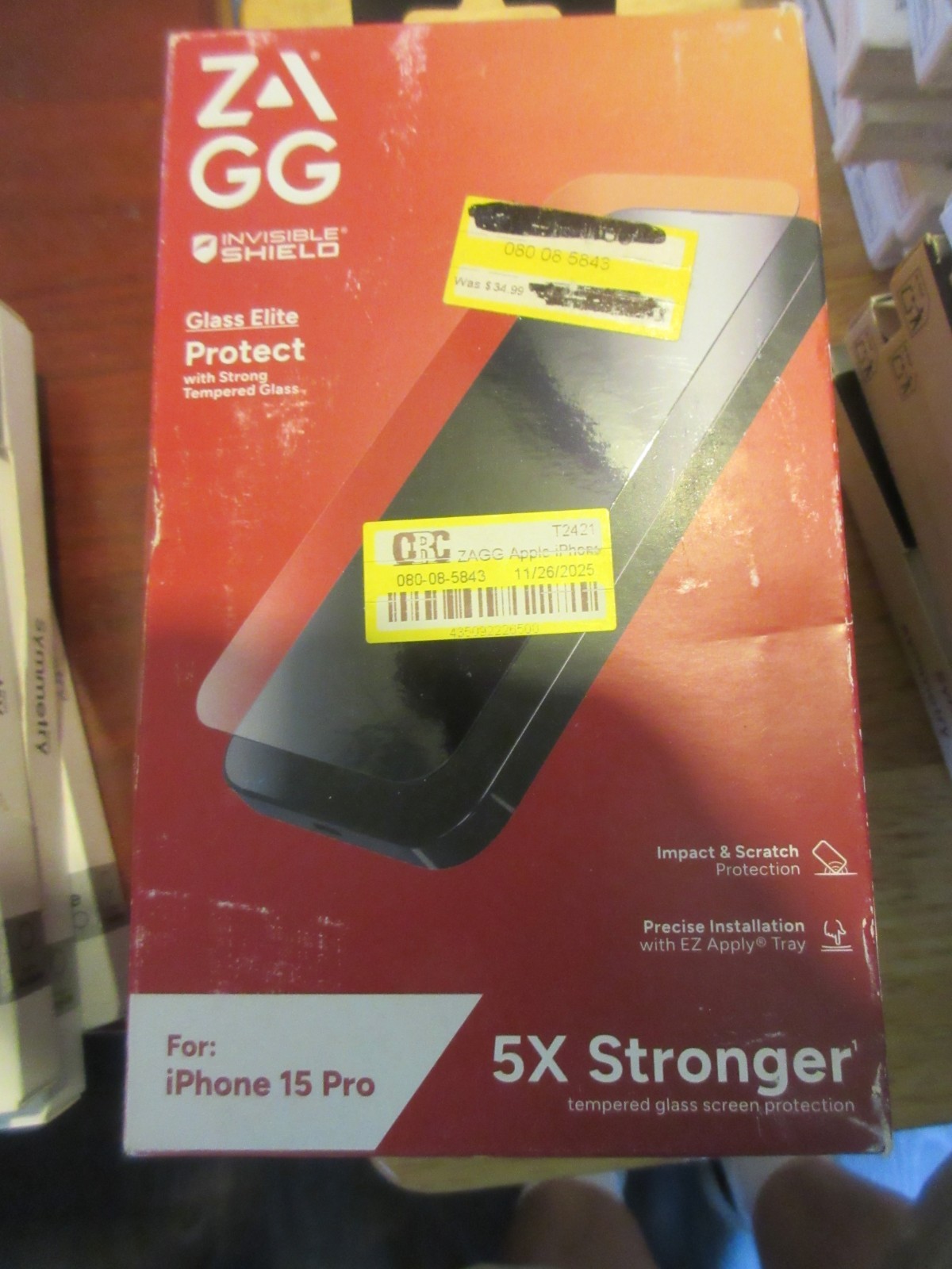 ZAGG Glass Elite iPhone 15 Pro Screen Protector - 5X Stronger with Reinforced