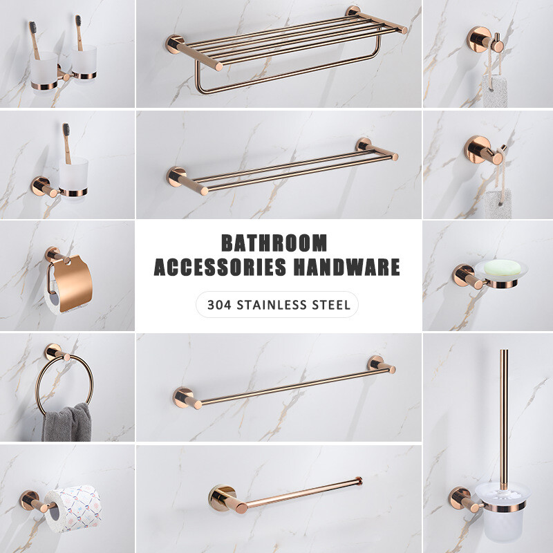 Stainless Steel Bathroom Polished Rose Gold Towel Rack Holder Robe Toilet Hook