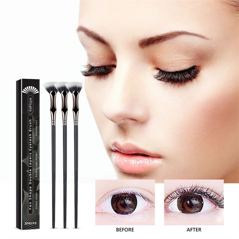1/3PCS Angled Fan Shaped Makeup Brush Folding Angle Scalloped Lash Brush