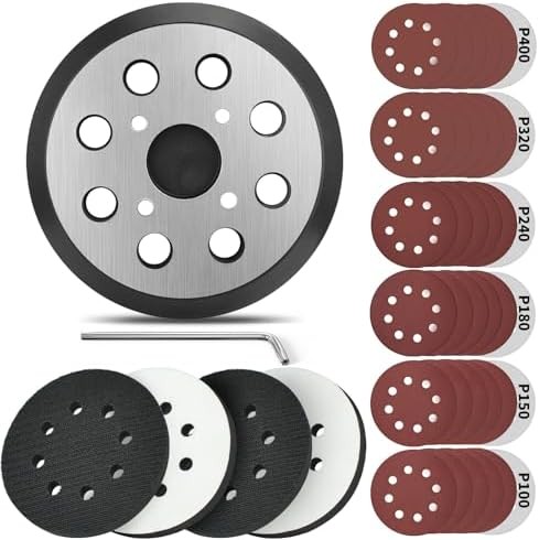 5 Inch 8 Holes Hook Loop Orbital Sander Metal Pad Replacement for Milwaukee 6021