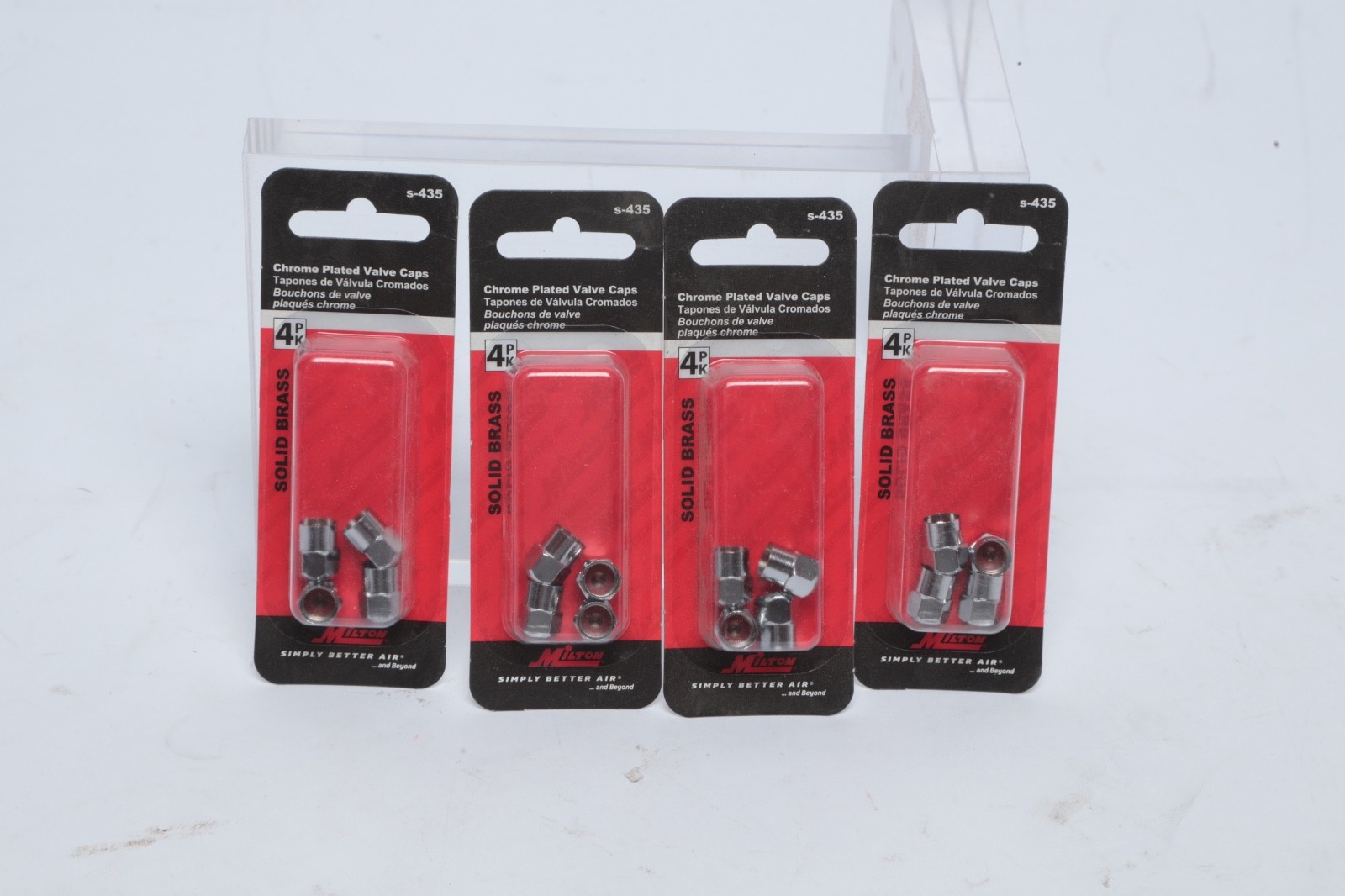 4 Milton S-435 Chrome Plated Valve Caps 4 Pack