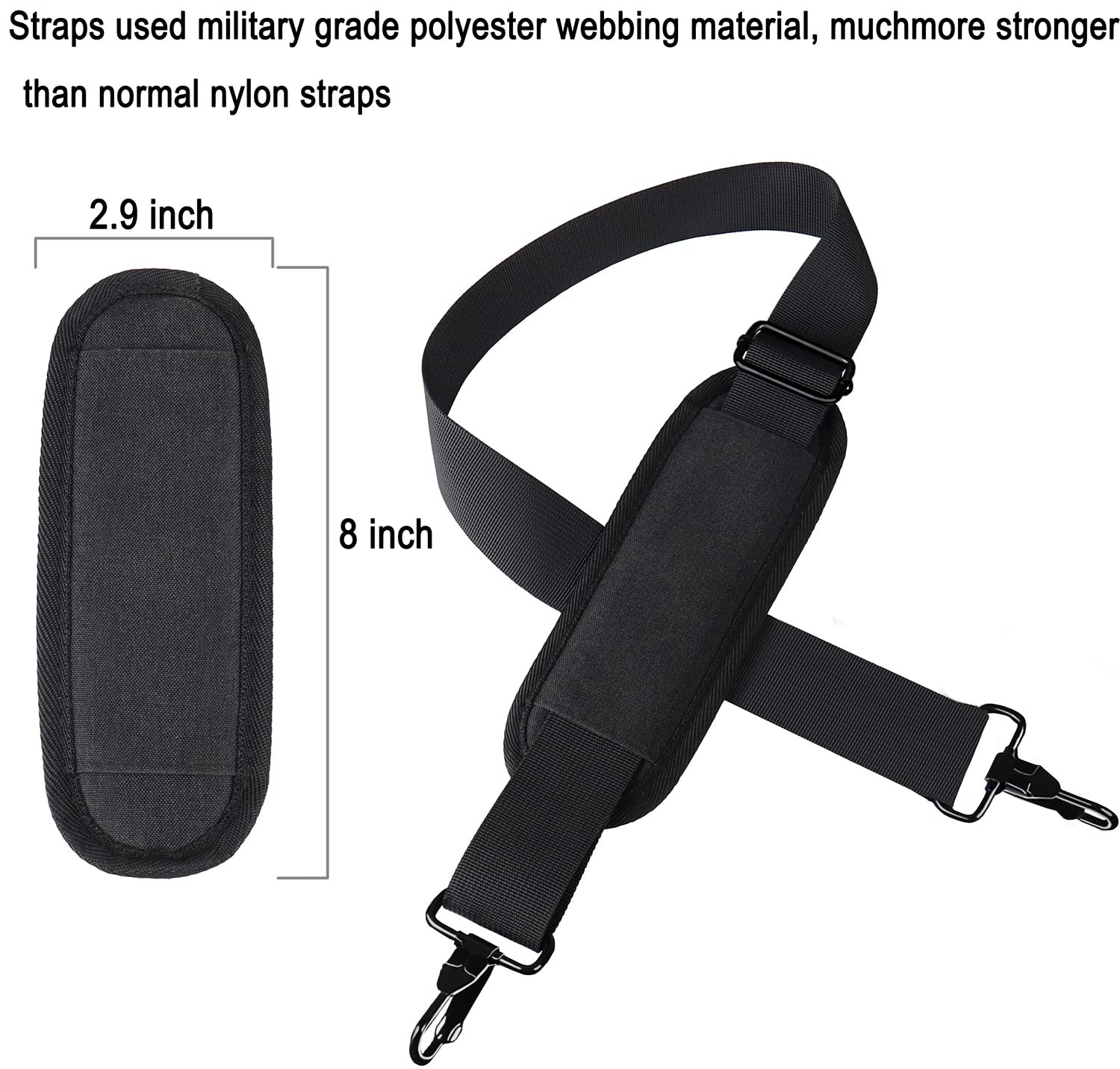 Askuko Shoulder Strap 56 Inch, Universal Adjustable Large, Black