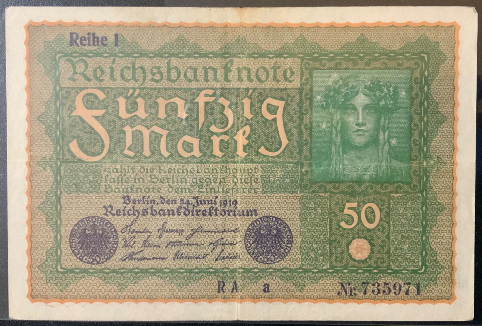 1919 GERMANY PAPER MONEY - 50 MARK BANKNOTE!