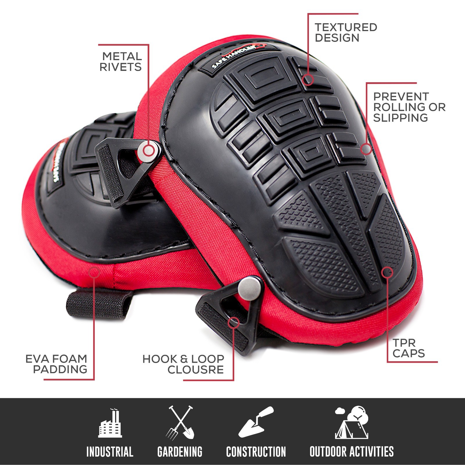 Bison Life Knee Pads for Work Safety Construction Gel Cushion & Foam Padding