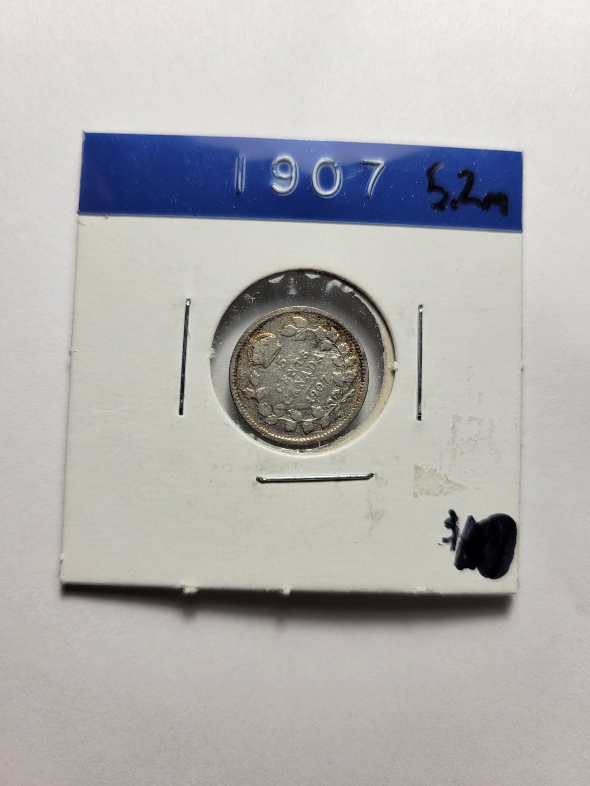 1907 Canada 5 Cents - 92.5% Silver - Foreign Coin - KM# 13