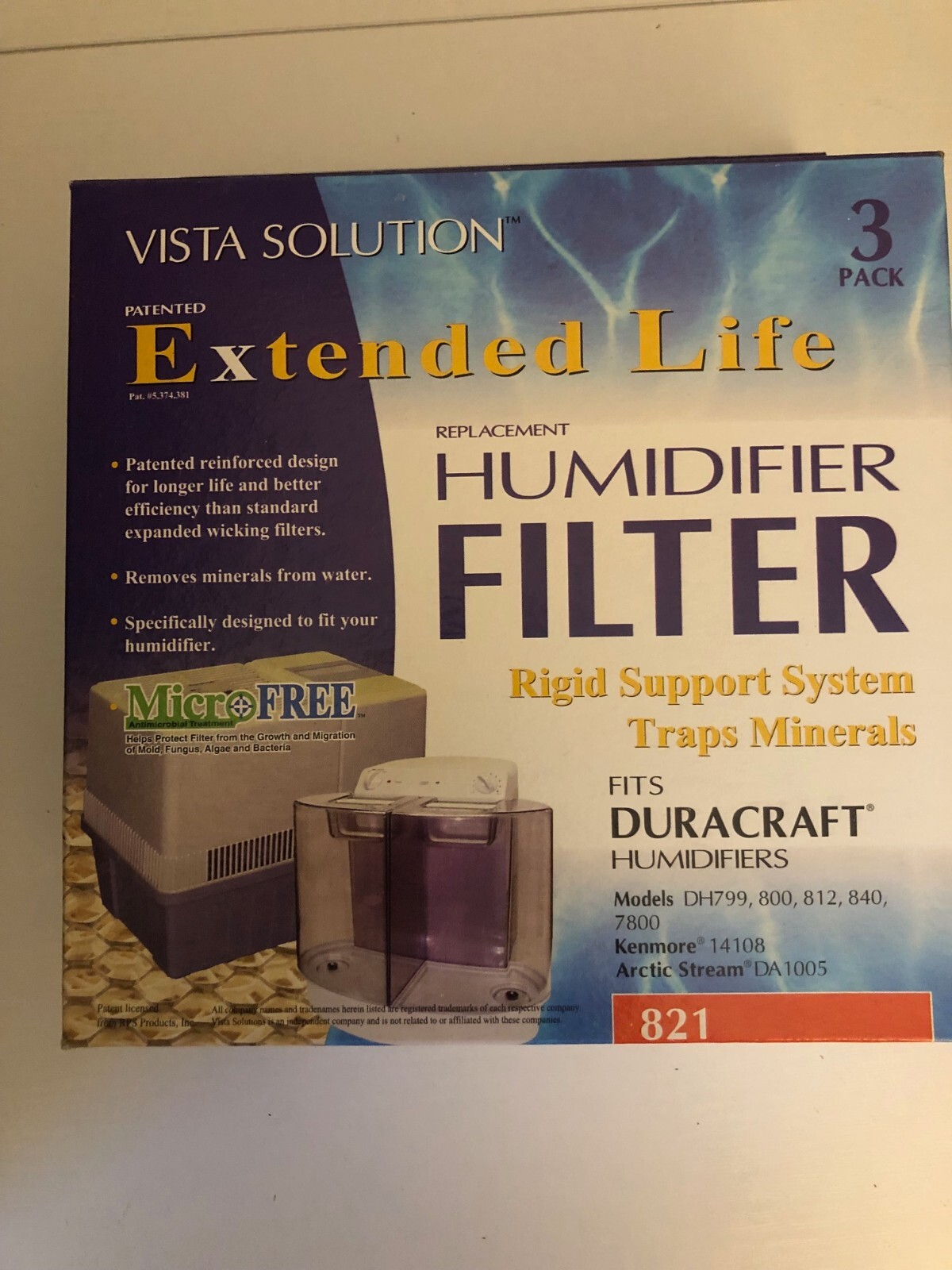 821 DU3 HUMIDIFIER WICK FILTER DURACRAFT KENMORE ARTIC STREAM 3 PACK