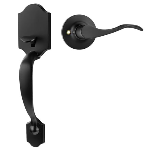 Front Exterior, Single Cylinder Front Only, Matte Front No 1 Door Handle Black