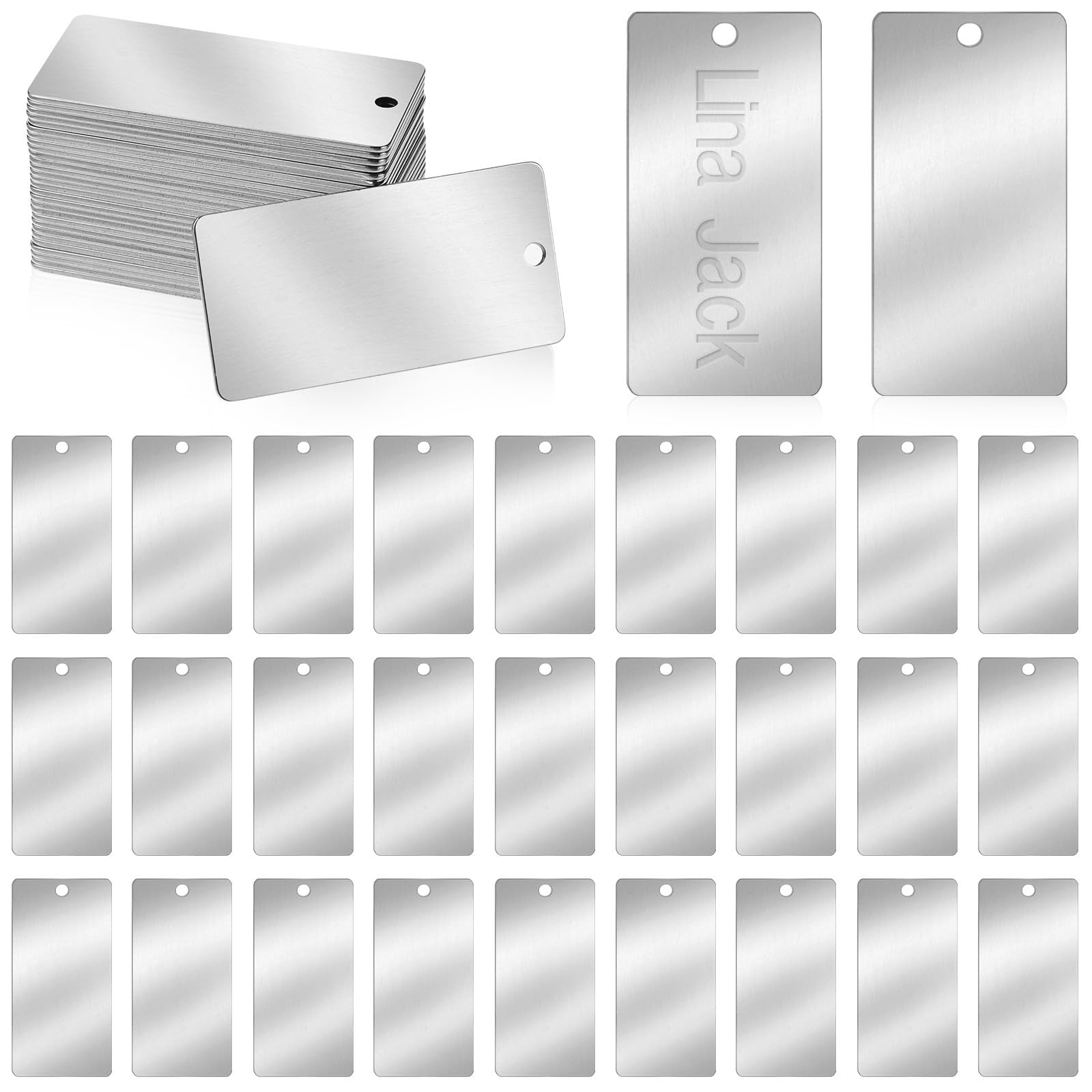 30 Pcs Metal Engraving Blanks, 1 x 2 Inch 304 Stainless Steel Metal Business ...