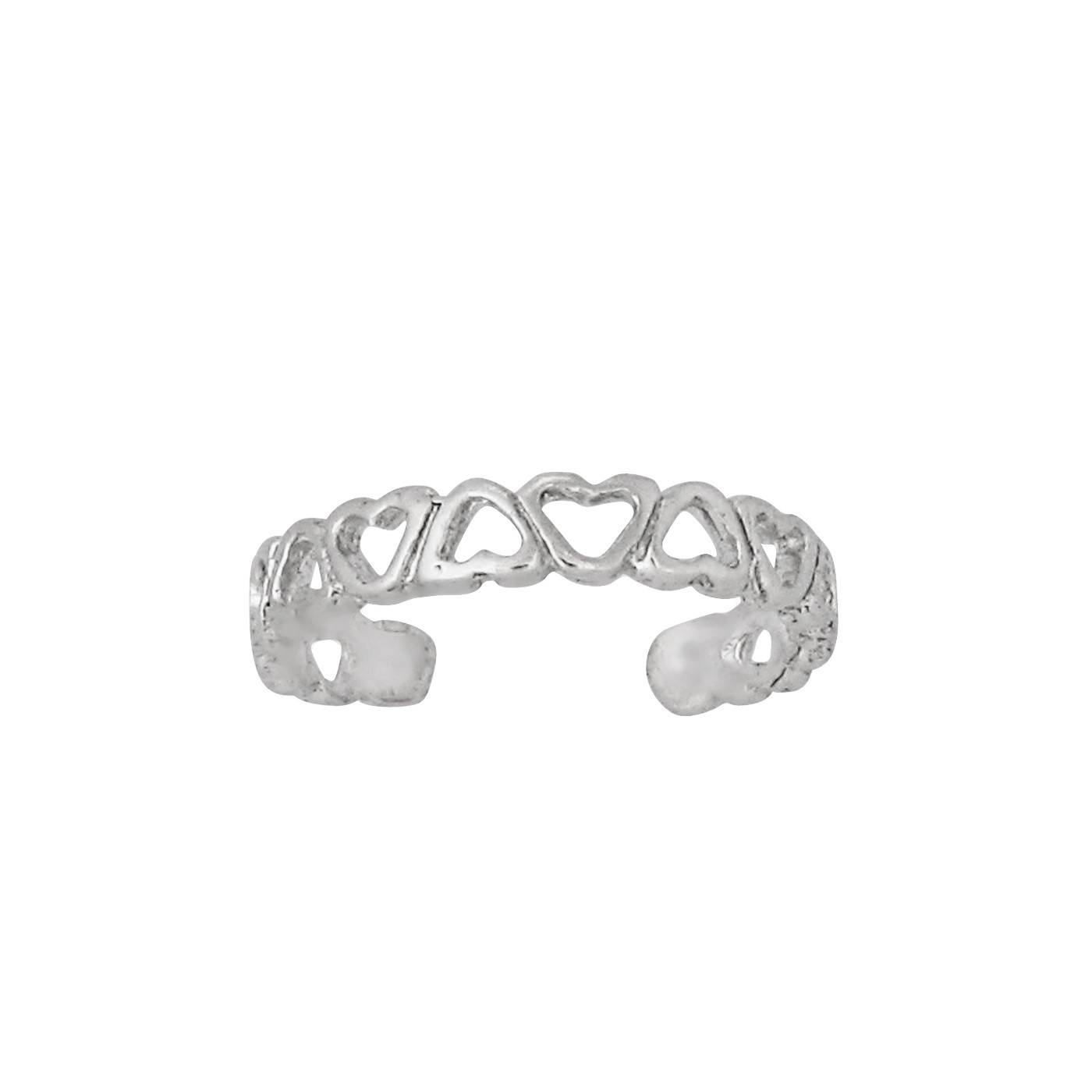 Sterling Silver .925 Multiple Hearts Toe Ring adjustable size | Made In USA