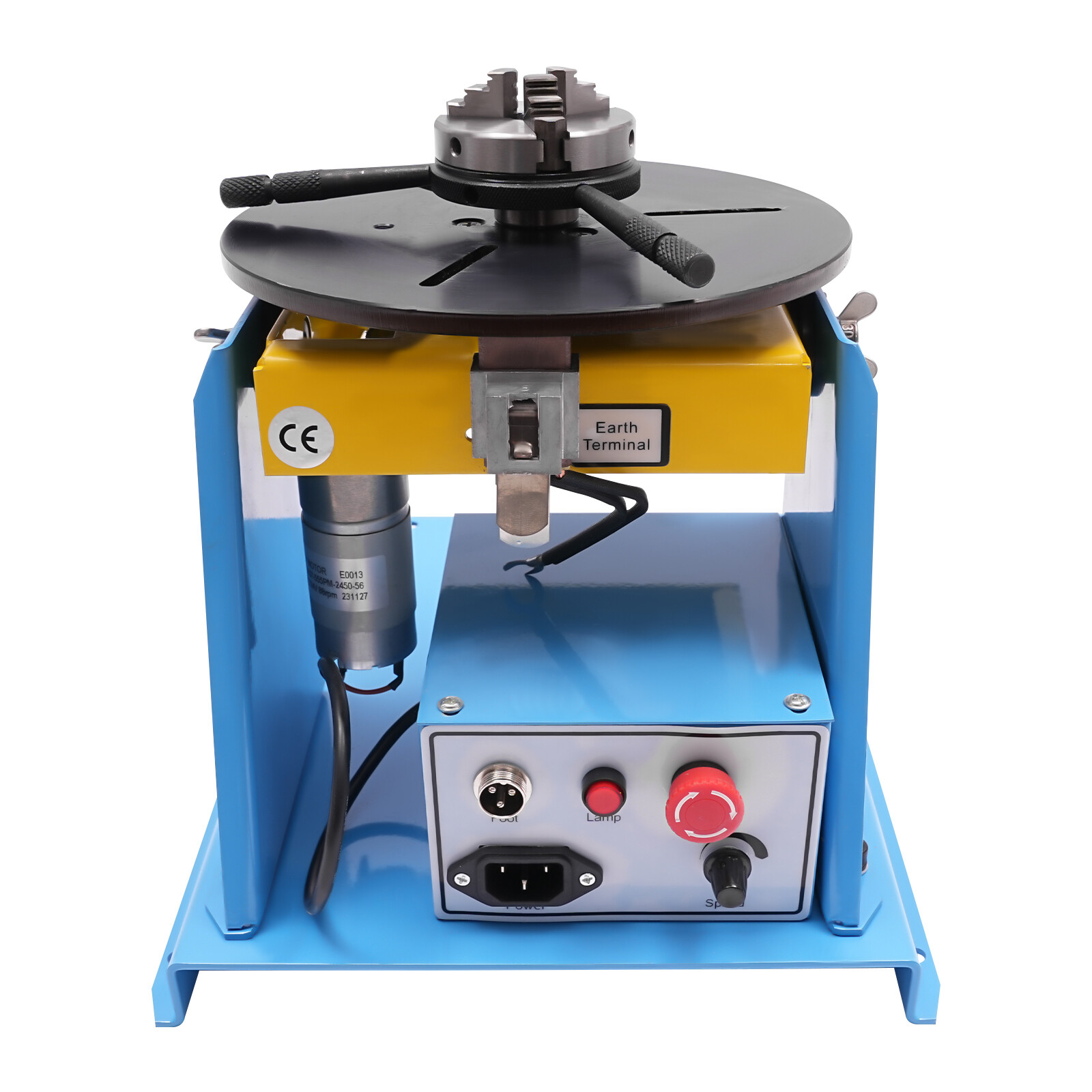 3-Jaw 10KG Rotary Welding Positioner 0-90° Positioning Turntable Table 1-12 RPM