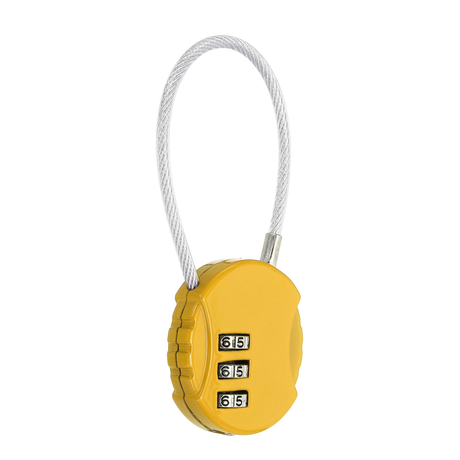1-Pack Combination Padlock, 3 Digit Round Shaped Cable Luggage Lock [Yellow]