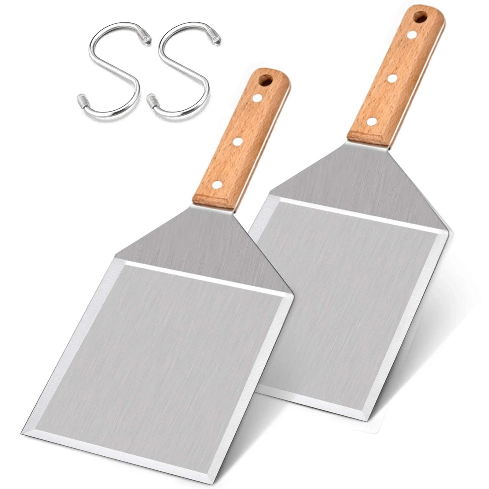 Spatula Set of 2, Stainless Steel Griddle Hamburger Turner | BBQ Cooking Tool