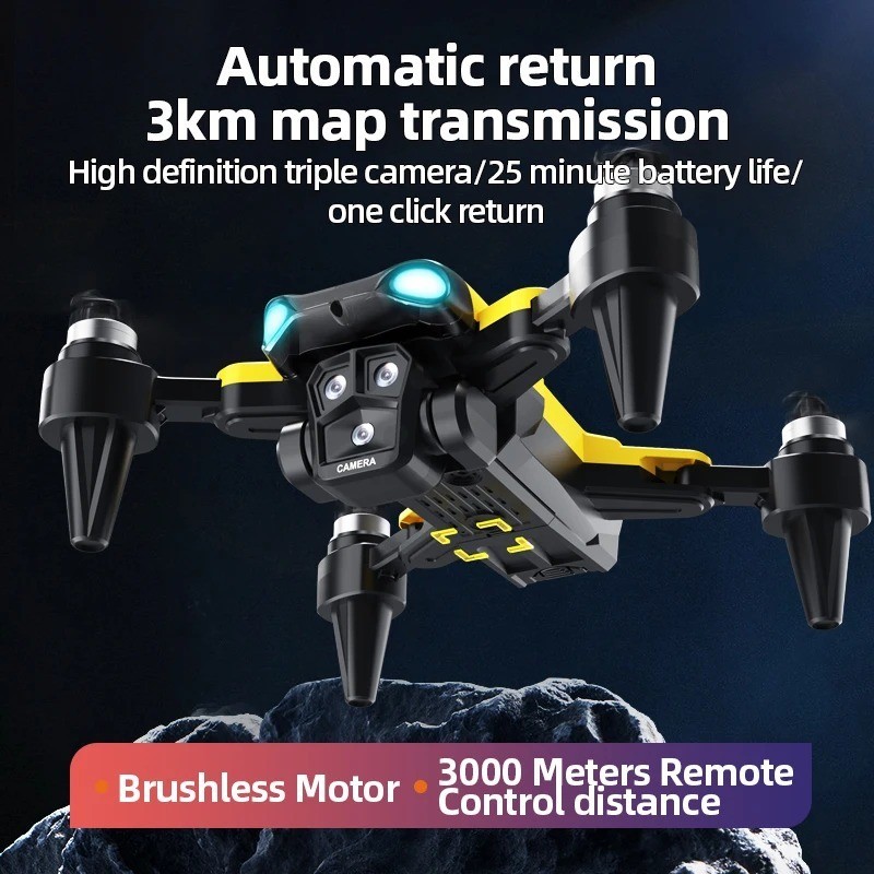 8K HD Camera Drone WiFi FPV RC Foldable Triple Camera Remote with 1 Batteries