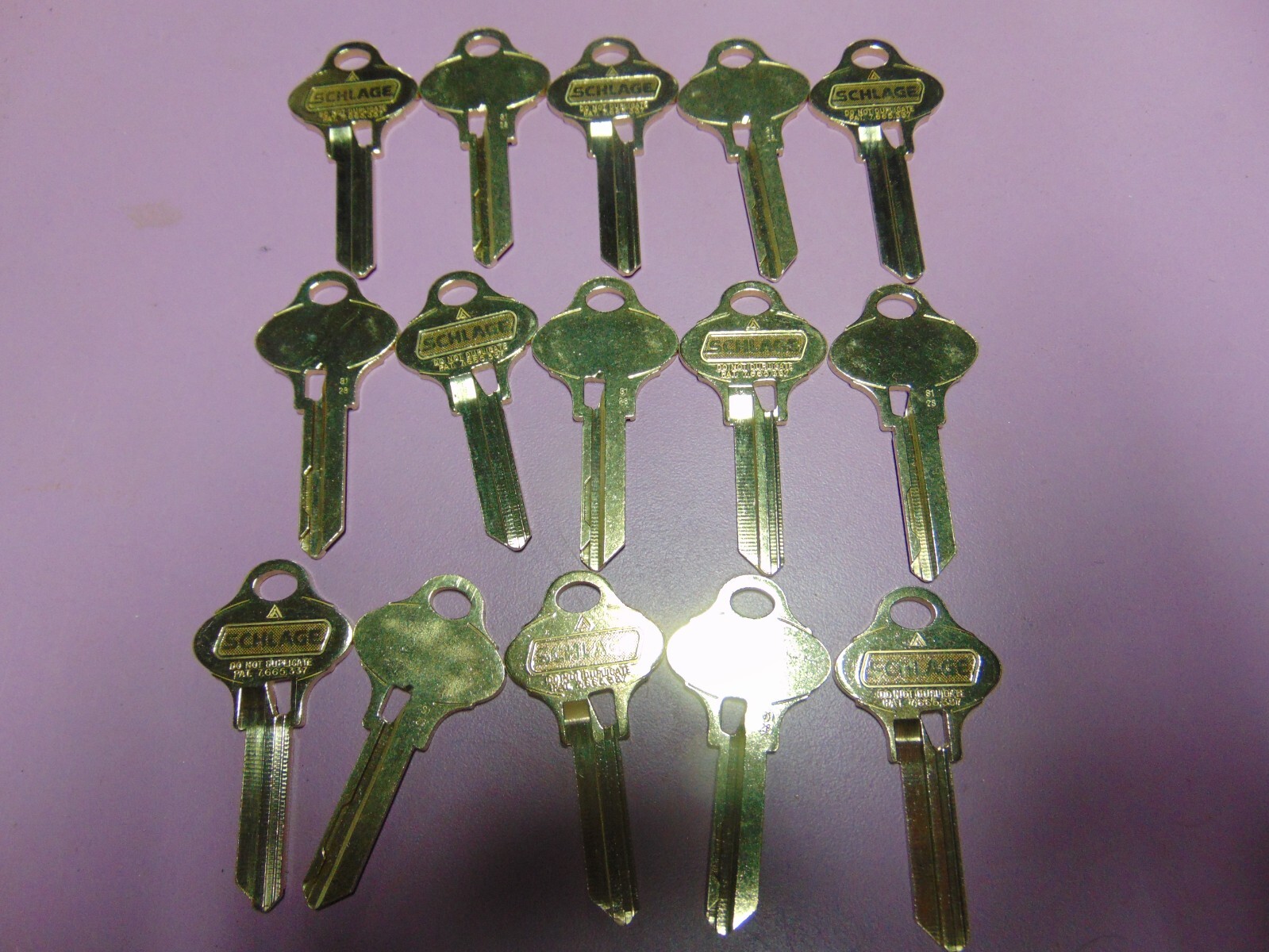 15  KEYS   EVEREST SCHLAGE S123  KEYS UNCUT    LOCKSMITH