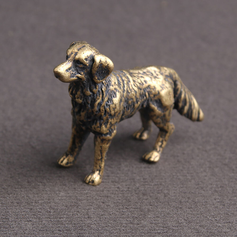 Solid Brass Dog Figurine Small Dog Statue Home Decor Animal Figurines Toys USA