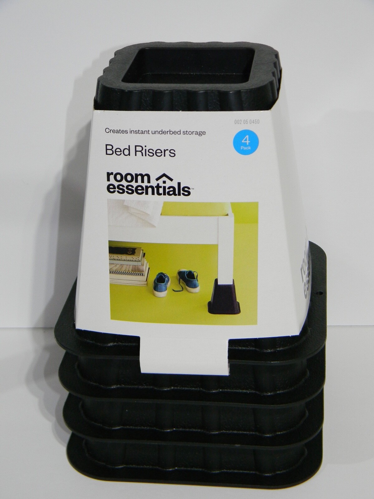 NEW! Room Essentials  Bed Stands Pack of 4 Black 6-1/8" x 6-1/4" Bed Risers