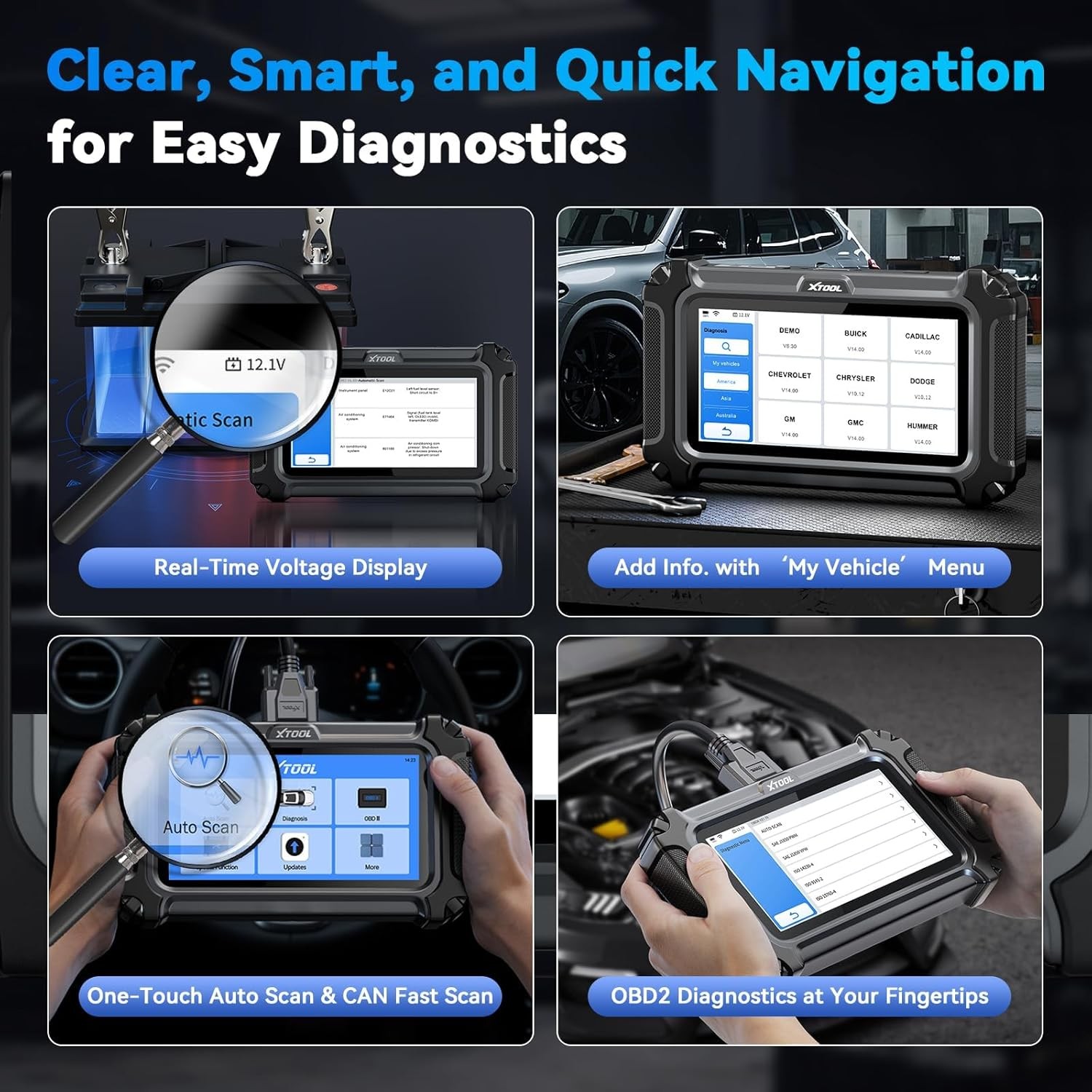 ➡️XTOOL OBD2 Scanner D5S Engine ABS SRS Transmission Diagnostic Tool 16 Resets