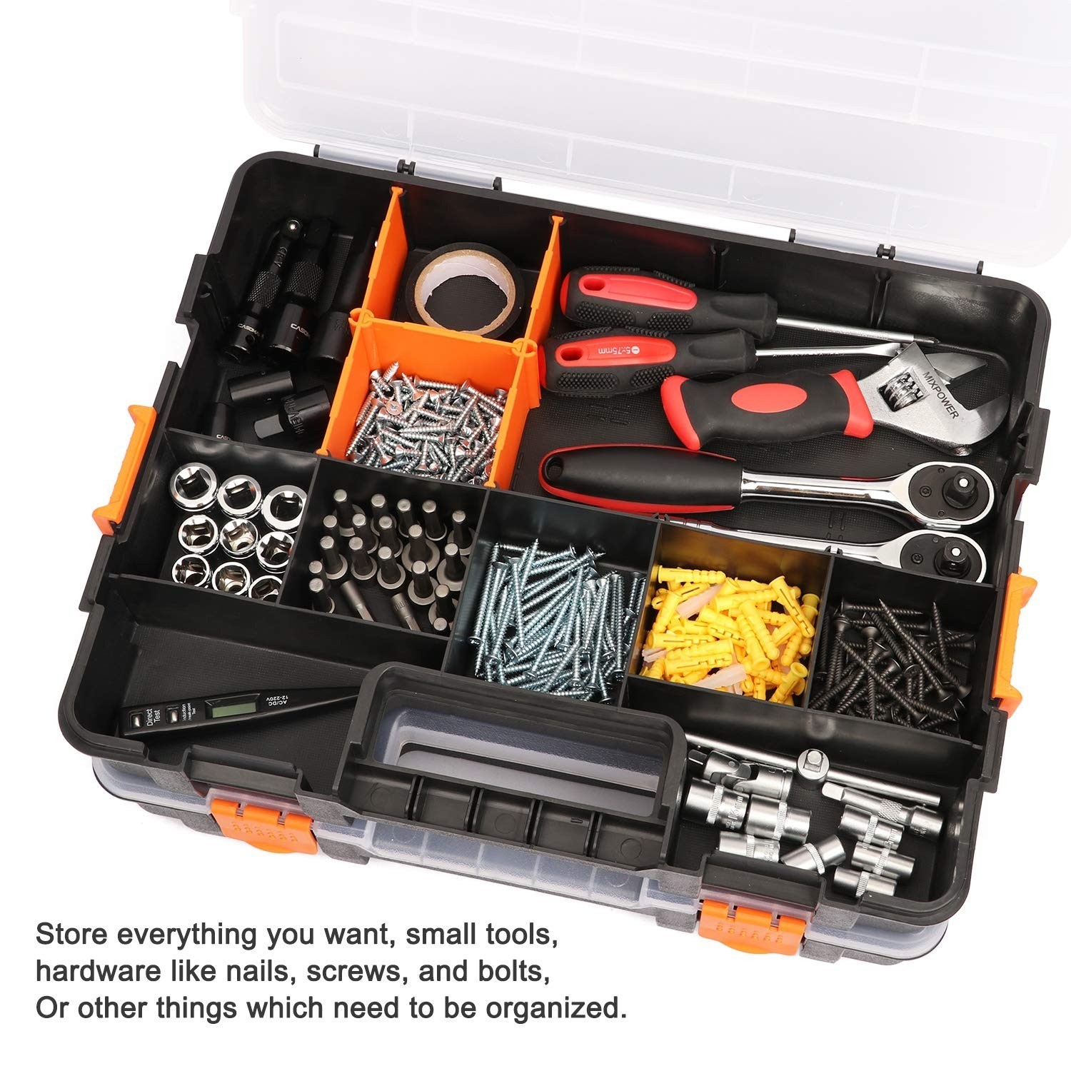 CASOMAN Tool Box Organizer - Interlocking Small Parts Organizer (2 Pack)