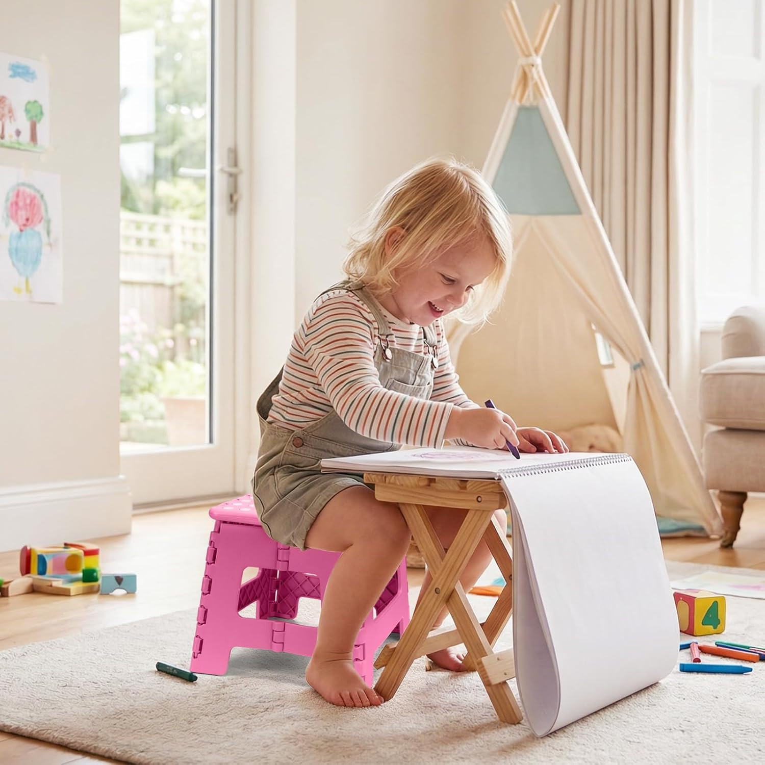 Folding Step Stool 9 Inch, Kids Step Stool, Heavy Duty Step Stools for Adults