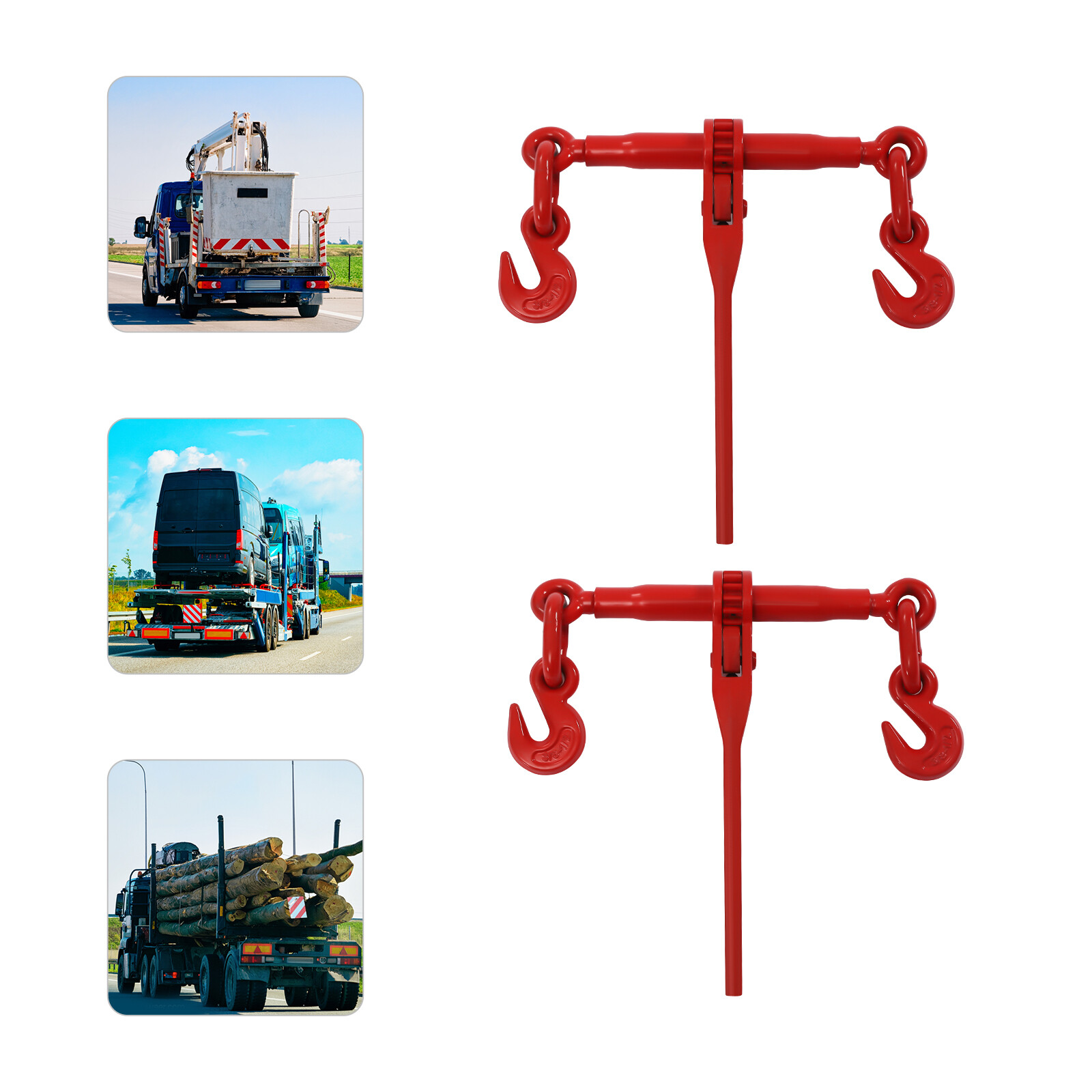 2pcs 3/8-1/2inch Ratchet Chain Binder Load Binders 9,200 Lbs Adjustable Hook