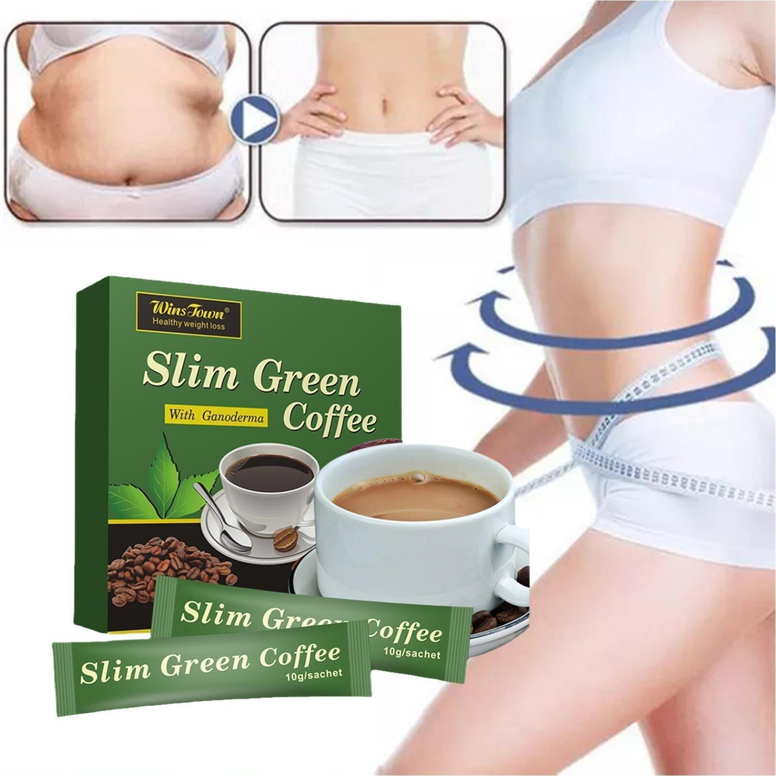 SLIM GREEN COFFEE With Ganoderma HEALTHY WEIGHT LOSS. Weight Control Detox Tea.