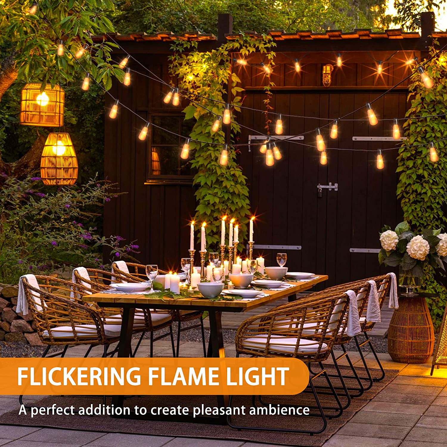 Mimigogo Flickering Flame String Lights22ft 20led String Lights For Outsideplug