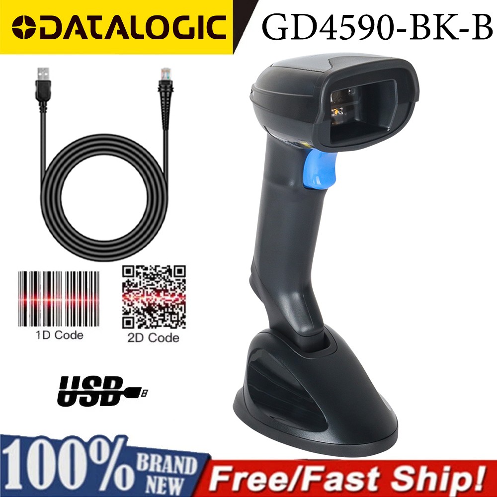 Datalogic Gryphon GD4590-BK-B 1D/2D Handheld USB Barcode Scanner with Stand
