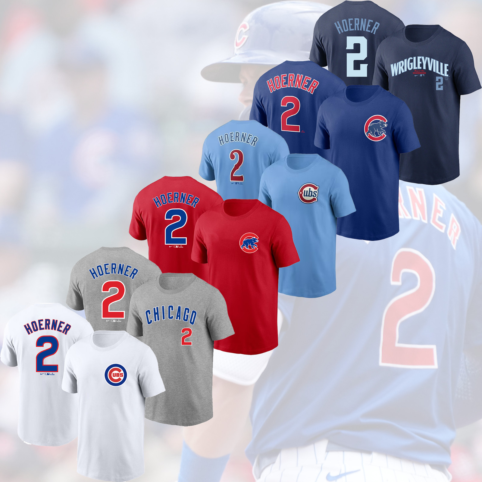 HOT SALE! Nico Hoerner #2 Chicago Cubs Name & Number S–5XL for Fan