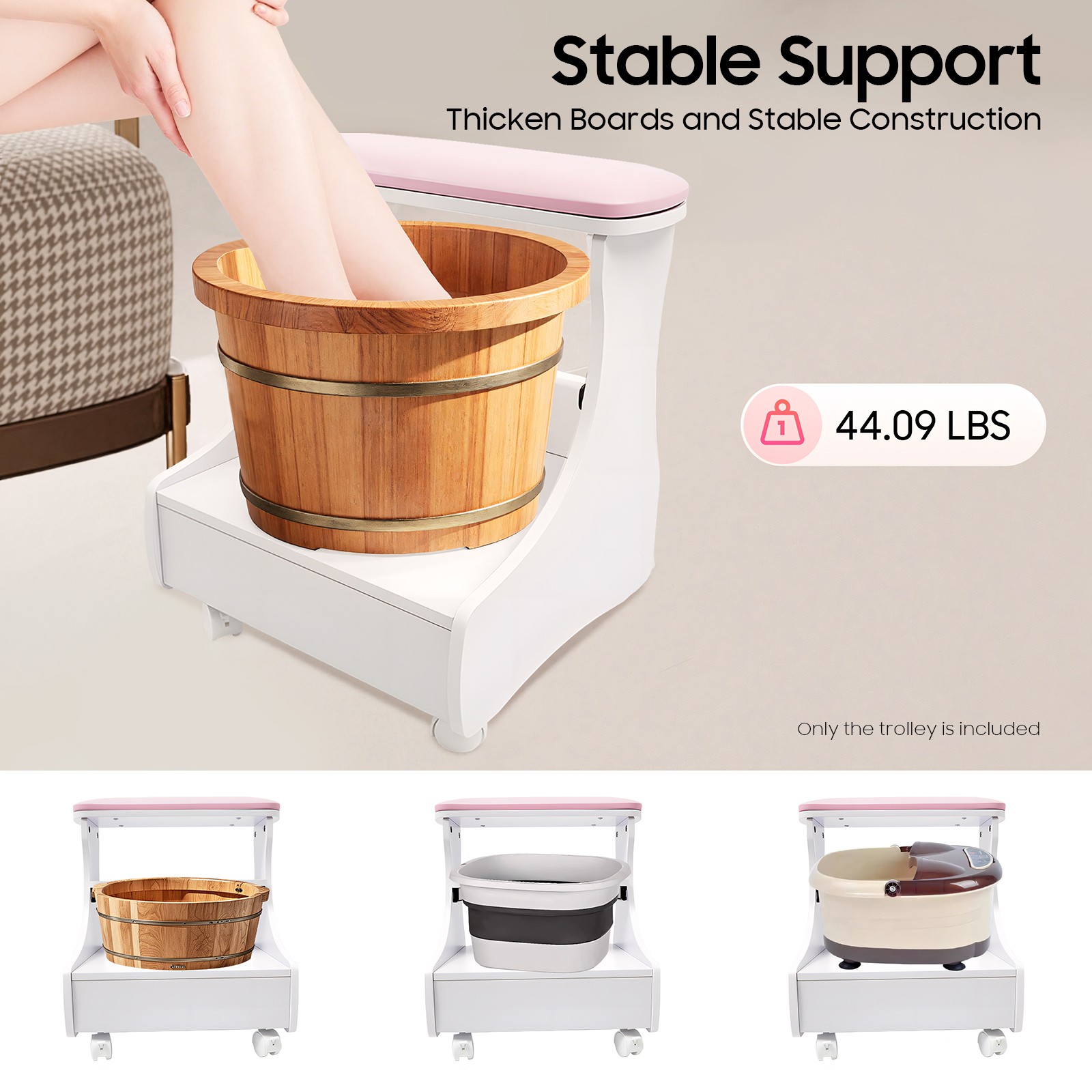 Mobile Foot Bath Stool Feet Rest Pedicure Manicure Trolley Furniture For Beauty