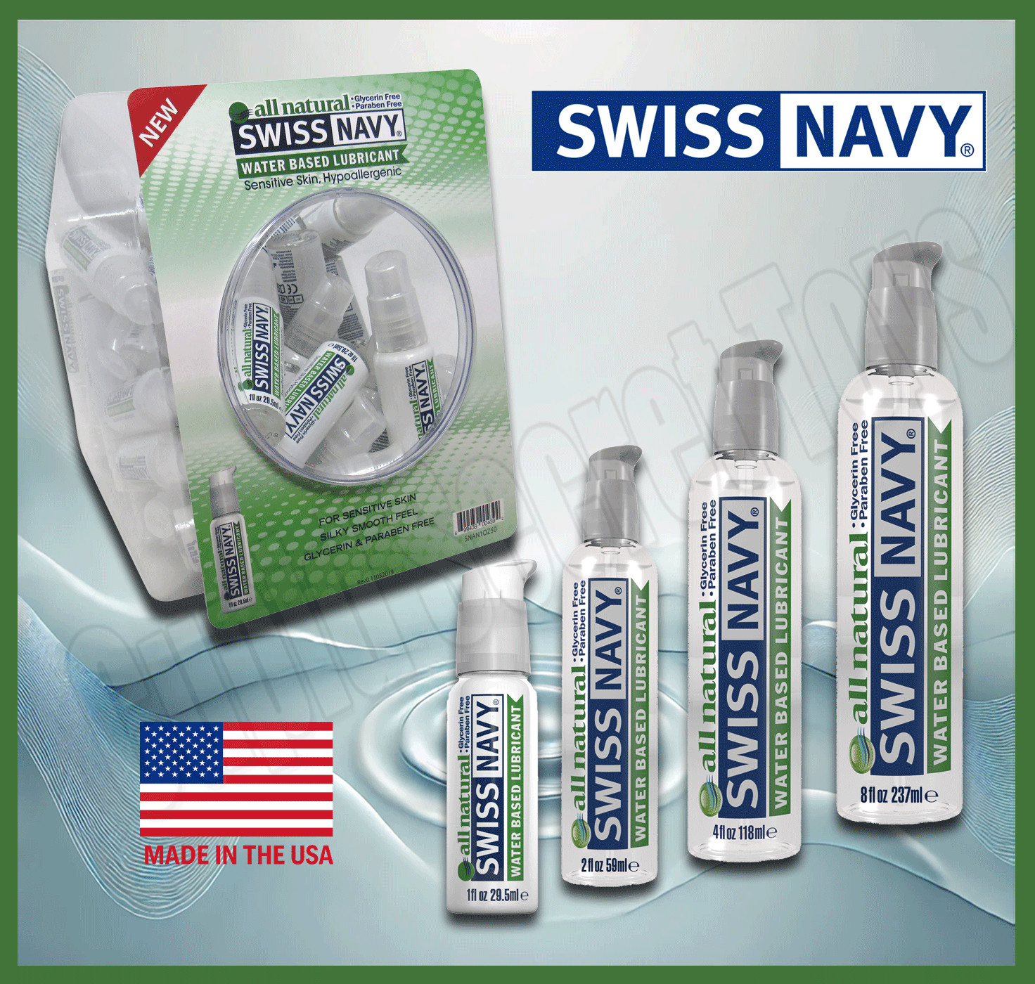 Swiss Navy Natural Water-Based Lubricant Premium Personal Lube Long-Lasting