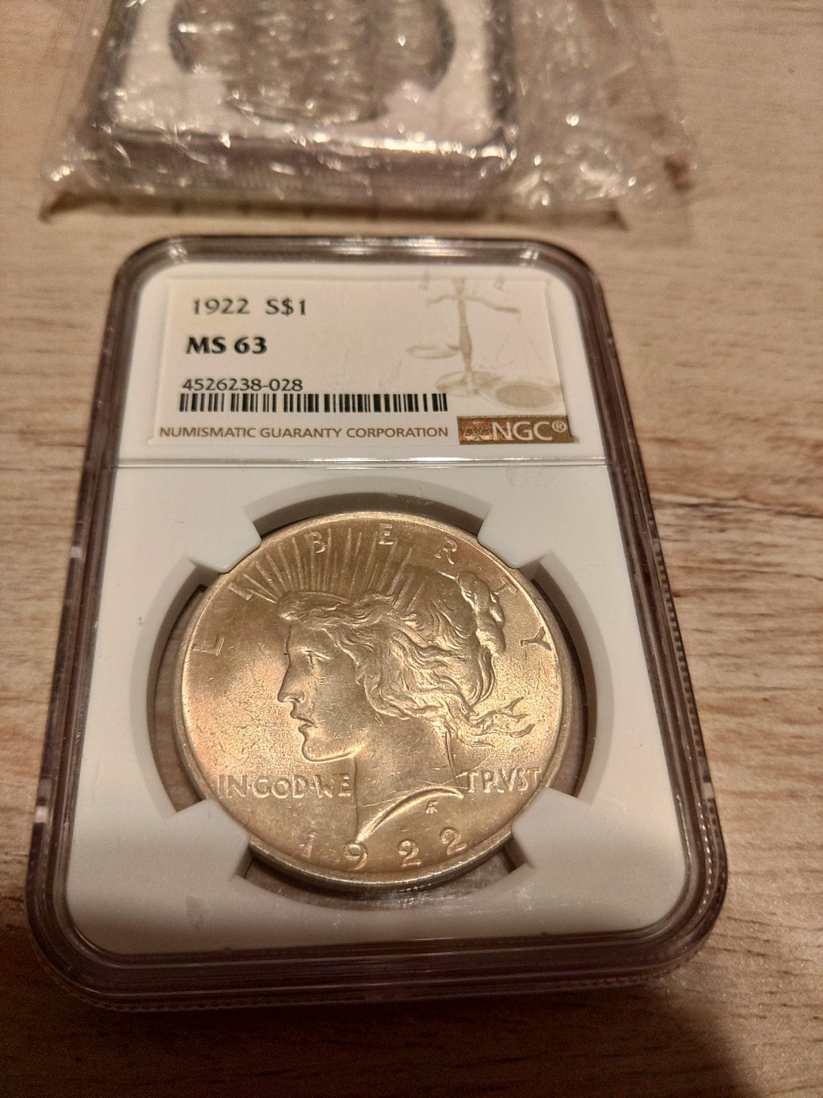 1922 Peace Dollar NGC MS 63 Silver $1 Philadelphia Certified Toned Nice Color