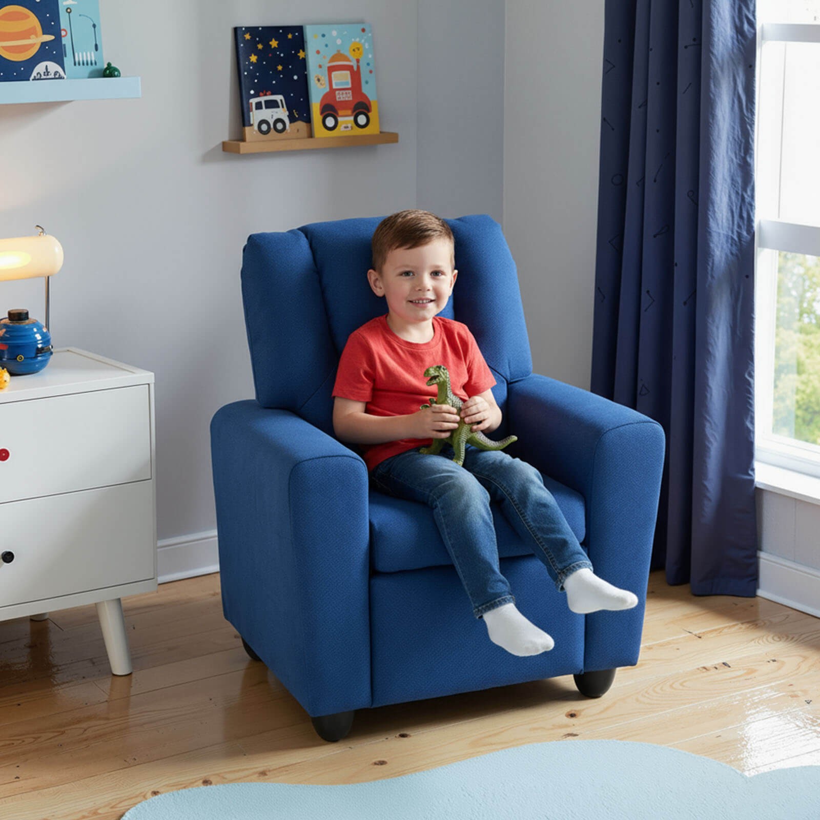 Kids Recliner w/ Cup ackrest & Footrest for Boys & GirlsHolder w/Adjustable B