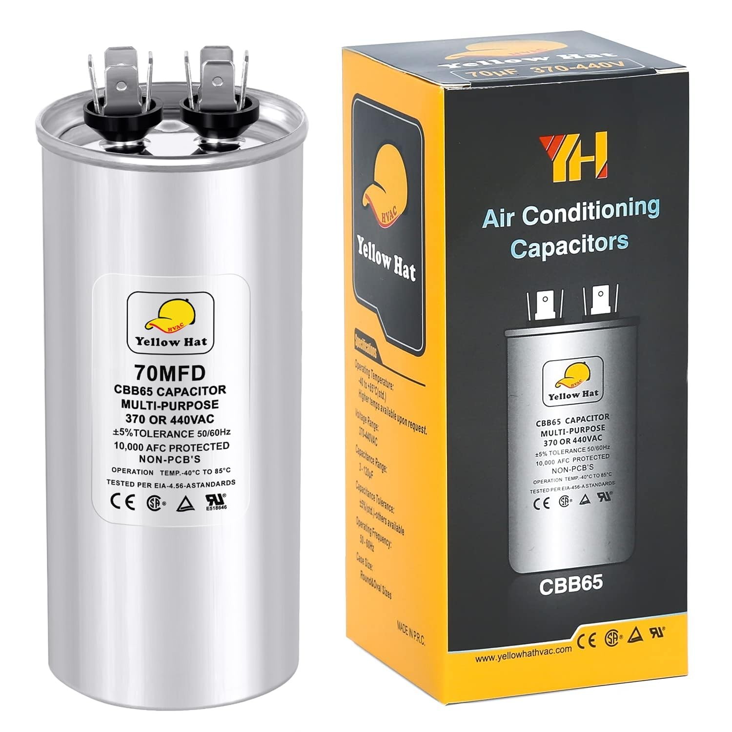Capacitor for Air Conditioner 70 uf MFD 370 or 440 Volt VAC, Multi-Purpose Ro...