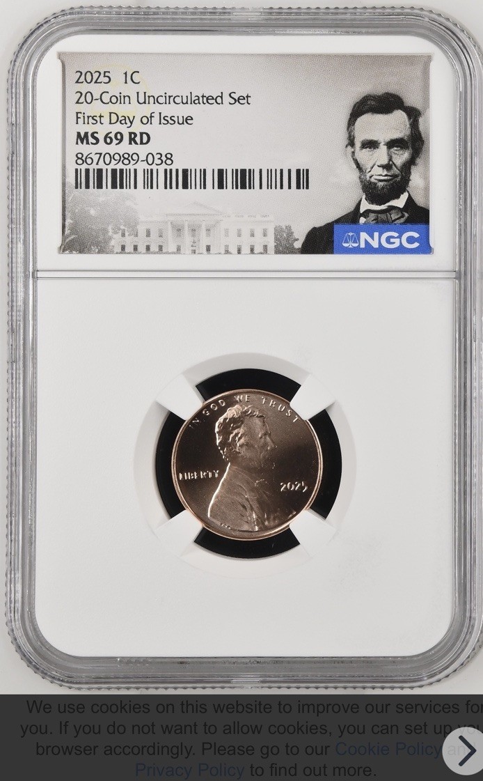 Lincoln Cent MS69 2025 First Day of Issue