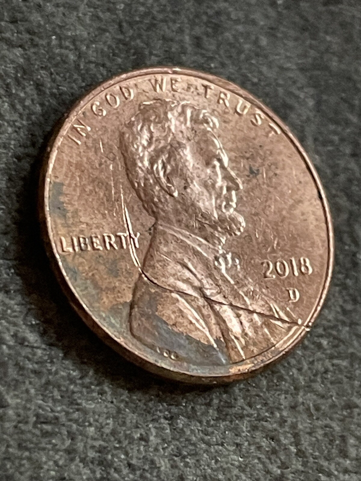 2018D LINCOLN ￼PENNY ERROR COIN,  DIE CRACK ERROR COIN. Collectible. ￼