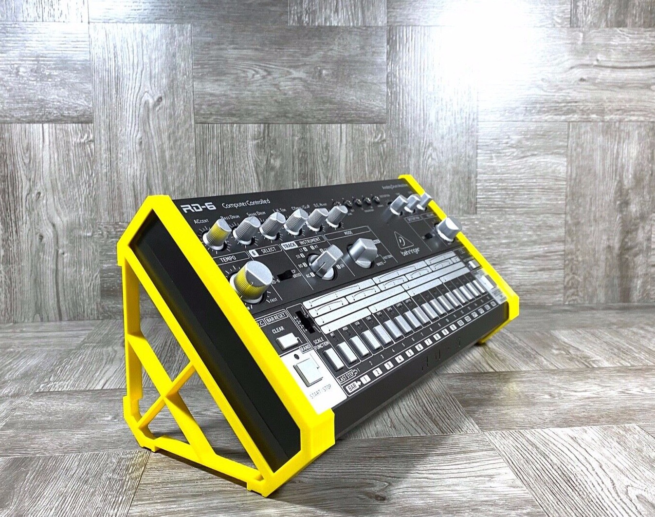 45º Angle Stand for Behringer RD-6 Drum Machine / TD-3 Bass Synth - YELLOW - USA