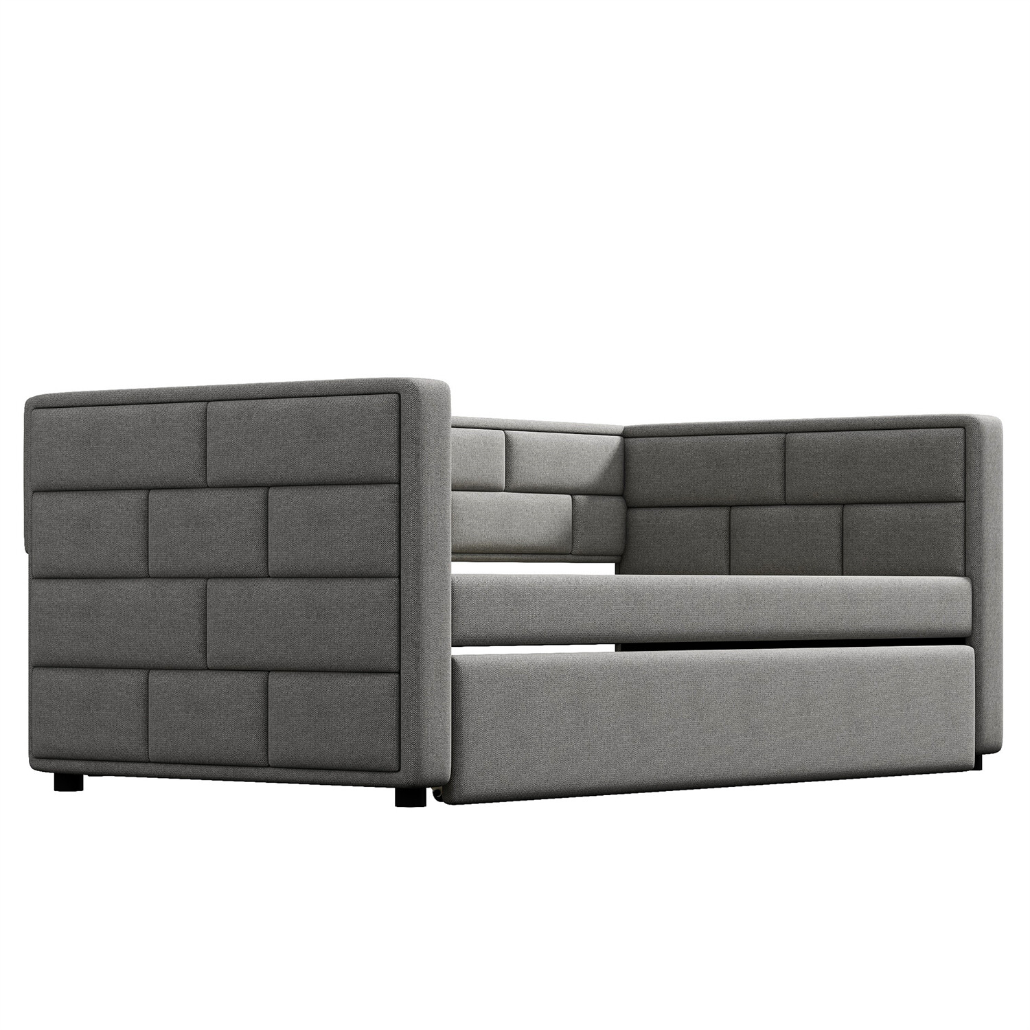 Twin Size Daybed with Pull Out Trundle Bed Upholstered Bed Frame Sofa Bed US