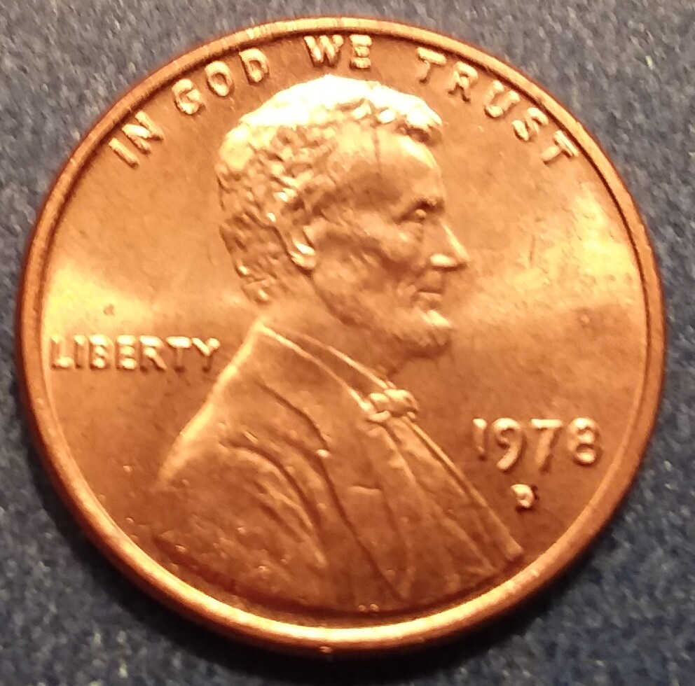1978-D Brilliant Uncirculated Lincoln Cent.  Ships Free.  BU condition.